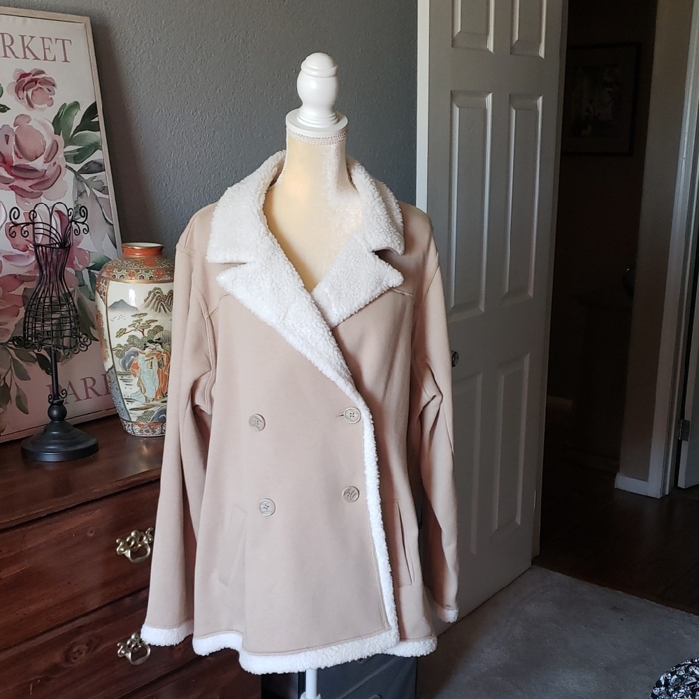 Torrid Tan Jacket with Off White Sherpa Trim